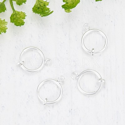 Brass Clip-on Hoop Earring Findings KK-P102-01S-1