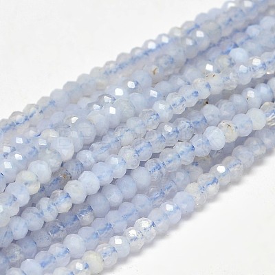 Faceted Rondelle Natural Blue Lace Agate Beads Strands G-F289-04-1