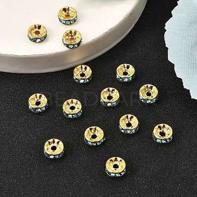 Brass Grade A Rhinestone Spacer Beads RSB038NF-13G-1