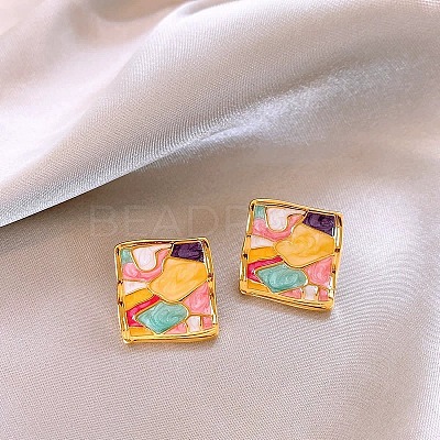Alloy Enamel Stud Earrings FS-WG76410-02-1