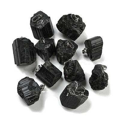 Natural Black Tourmaline Pendants G-F739-01AP-1