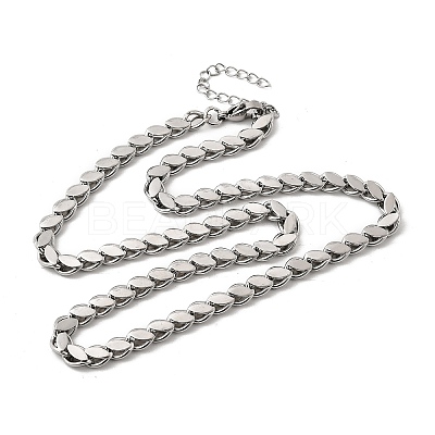 304 Stainless Steel Horse Eye Twisted Chain Necklaces for Women Men NJEW-A046-01P-1