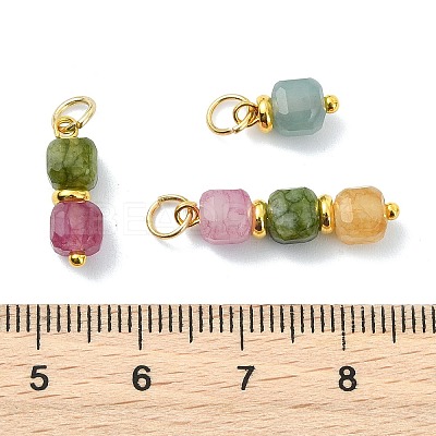 3Pcs 3 Styles Natural Multicolor Tourmaline Beads  Pendants PALLOY-JF05292-01-1