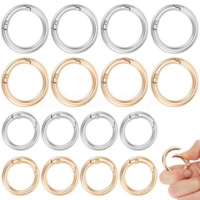 16Pcs 4 Styles Alloy Spring Gate Rings FIND-CL0001-96-1