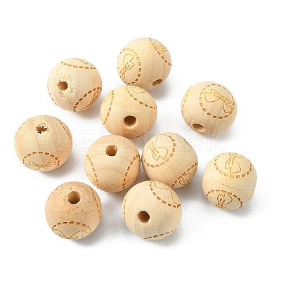 Natural Theaceae Wood Beads WOOD-TAC0007-07C-1