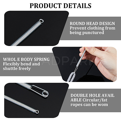 12Pcs Spring Steel Elastic Band Threader Drawstring Guide FIND-FH0011-18-1