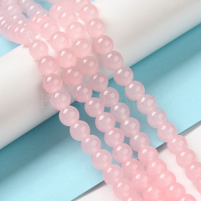Baking Paint Imitation Jade Glass Round Bead Strands DGLA-Q021-8mm-26-1
