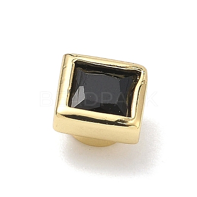 Square Brass Micro Pave Cubic Zirconia Cabochons KK-P345-13G-E04-1