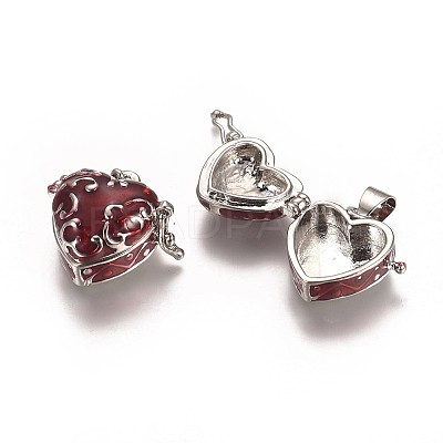 Heart Brass Enamel Prayer Box Pendants LS-KK-24X21-1