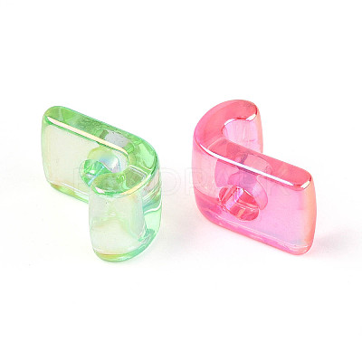 UV Plating Transparent Acrylic European Beads OACR-M027-02J-1