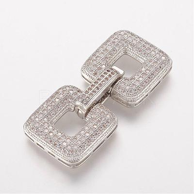 Brass Micro Pave Cubic Zirconia Fold Over Clasps ZIRC-J016-10P-1