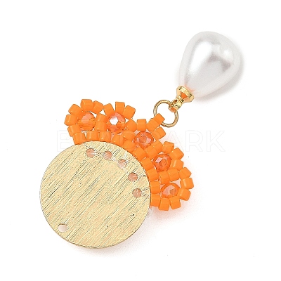Glass Seed Beaded & ABS Plastic Imitation Pearl & Glass Pendants PALLOY-MZ01380-02-1