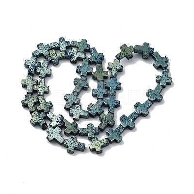 Electroplated Natural Lava Rock Beads Strands G-A256-A01-01E-1