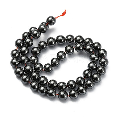 Non-Magnetic Synthetic Hematite Beads Strands G-H1624-8mm-2-1