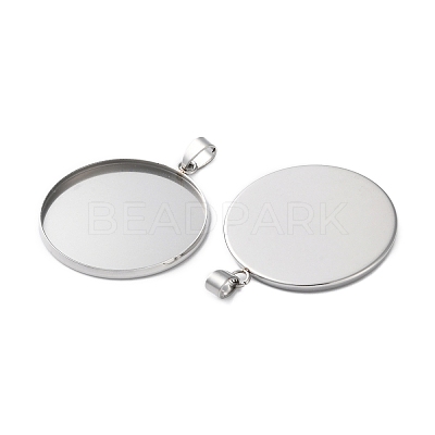 304 Stainless Steel Pendant Cabochon Settings STAS-L282-010P-10-1