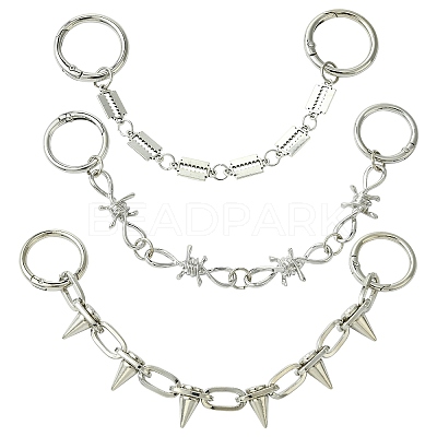 6Pcs 3 Styles Hip-hop Style Stainless Steel Shoe Chains FIND-CJ0003-91-1