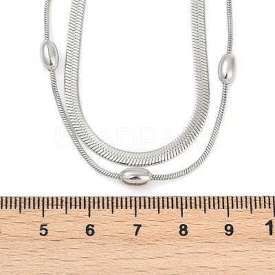 304 Stainless Steel Snake Chain Double Layer Necklaces for Women NJEW-Z072-03P-1