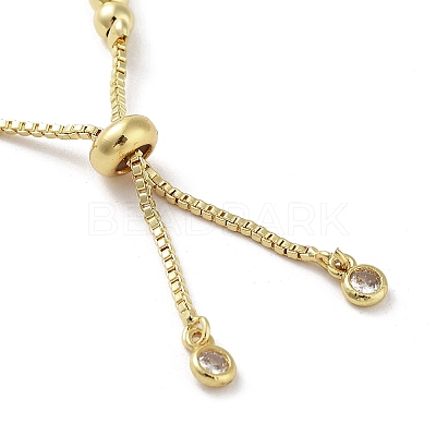 Adjustable Brass Round Beaded Slider Bracelets BJEW-D039-31A-G-1