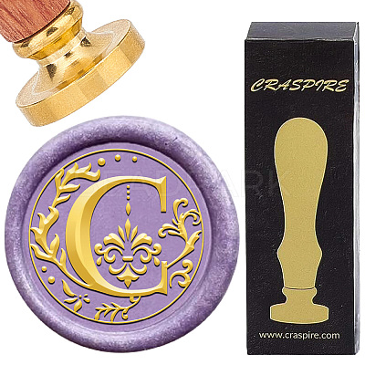 Brass Wax Seal Stamps with Wood Handle AJEW-WH0412-0236-1