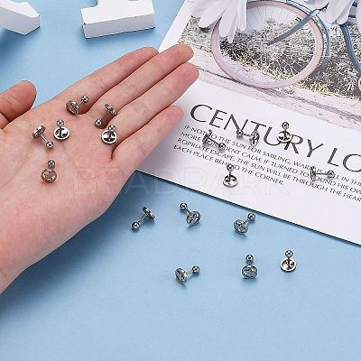 Tarnish Resistant 201 Stainless Steel Barbell Cartilage Earrings EJEW-R147-33-1