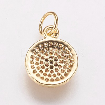 Brass Cubic Zirconia Charms KK-P134-25G-1
