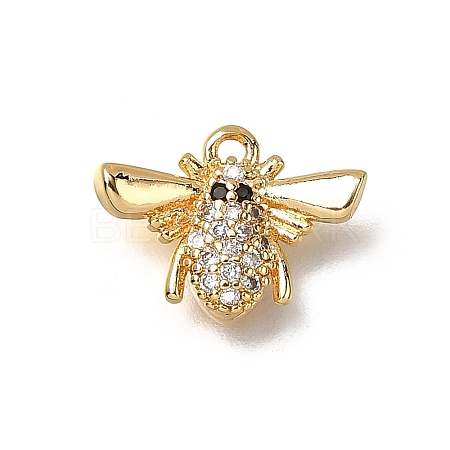 Brass Micro Pave Cubic Zirconia Charms KK-B152-07A-G-1