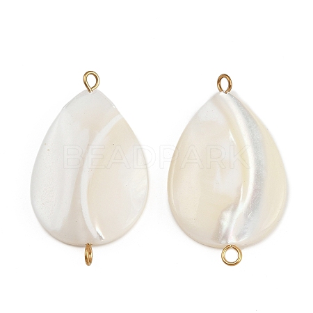 Natural Shell Teardrop Connector Charms STAS-D378-28G-1