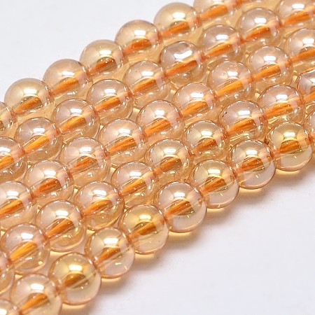 Imitate Austrian Crystal Electroplate Glass Round Bead Strands GLAA-F030-4mm-A01-1
