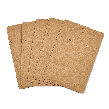 Rectangle Kraft Paper One Pair Earring Display Cards with Hanging Hole CDIS-YWC0001-02-1