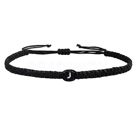 Adjustable Handmade Woven Waxed Polyester Cord Braided Bracelets with Acrylic Letter Beads OI4298-10-1