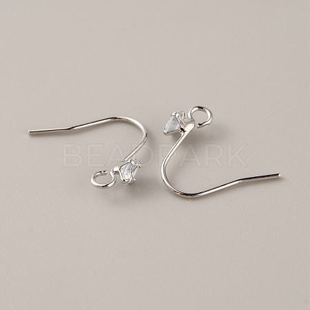 Brass Micro Pave Clear Cubic Zirconia Earring Hooks KK-WH0047-96P-1