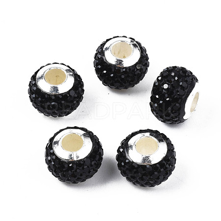 Handmade Polymer Clay Rhinestone European Beads RB-N053-001-02-1