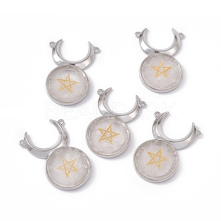Natural Quartz Crystal Connector Charms G-G983-02P-07-1