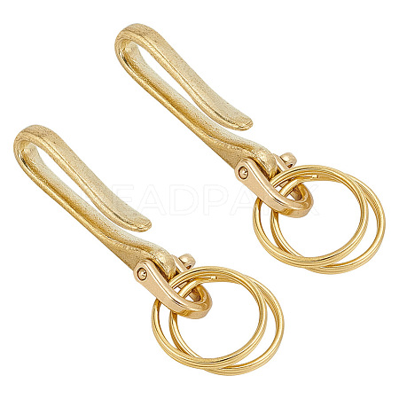 HOBBIESAY 2 Sets Brass Keychain Clasp Findings KK-HY0003-76-1