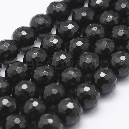 Natural Black Tourmaline Beads Strands G-J373-26-10mm-1