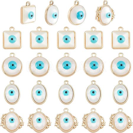 SUPERFINDINGS 32Pcs 4 Style Rack Plating Alloy Enamel Pendants FIND-FH0004-13-1