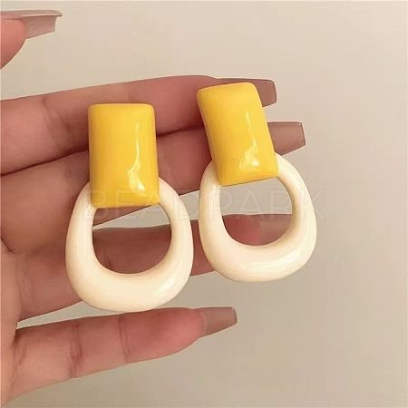 Brass Resin Stud Earrings for Women WG1A92B-03-1