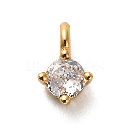 925 Sterling Silver Clear Cubic Zirconia Flat Round Charms STER-U009-07G-01-1