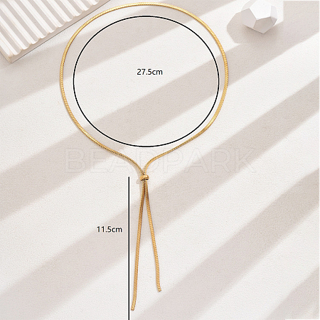 Stylish 201 Stainless Steel Snake Chain Slider Lariat Necklaces for Women's Daily Parties LN1240-1-1