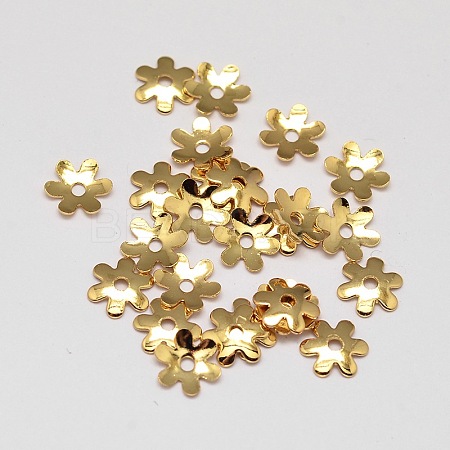 6-Petal Flower Brass Bead Caps KK-L137-05G-NR-1