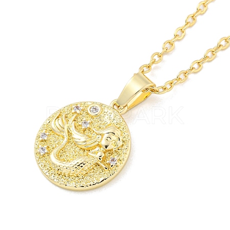 Brass Micro Pave Clear Zirconia Pendant Necklace for Women NJEW-B100-05G-1