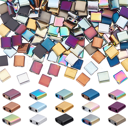 270Pcs 15 Colors Electroplated Frosted Synthetic Non-magnetic Hematite Beads G-UN0001-32-1