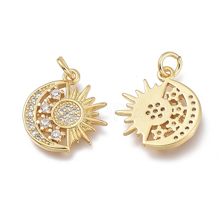 Brass Micro Pave Clear Cubic Zirconia Pendants LS-ZIRC-Q023-09G-1