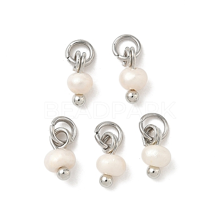 Natural Cultured Freshwater Pearl Rondelle Charms PALLOY-JF04393-01-1