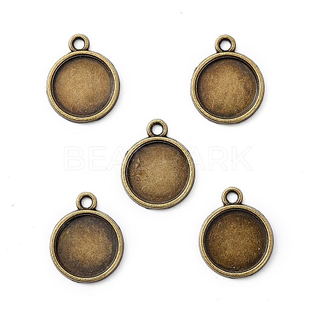 Flat Round Alloy Pendant Cabochon Settings X-PALLOY-N0088-38AB-NF-1