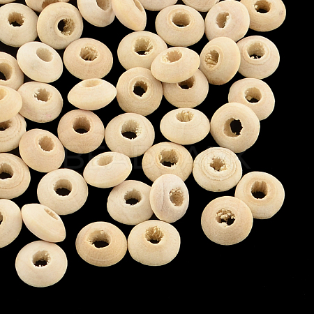 Undyed Natural Wood Rondelle Beads X-WOOD-R253-09-LF-1