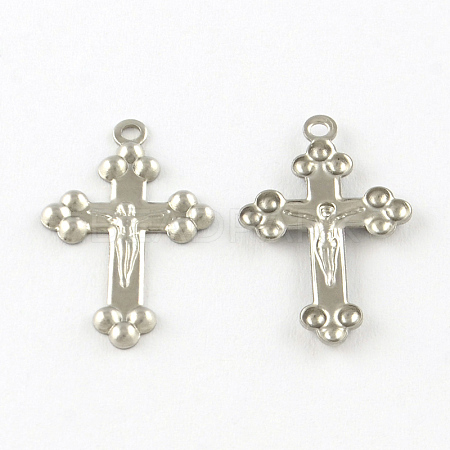 Tarnish Resistant Crucifix Cross 201 Stainless Steel Pendants STAS-R075-15-1