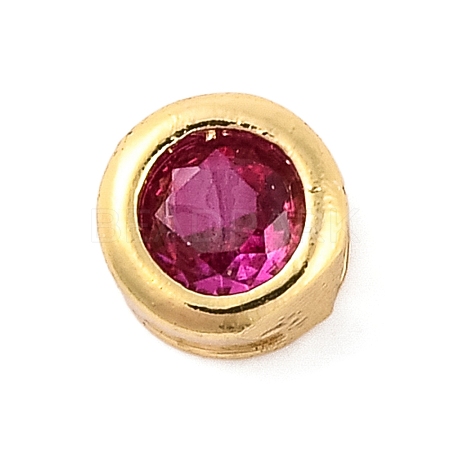 Rack Plating Flat Round Brass Micro Pave Cubic Zirconia Cabochons KK-F874-03G-06-1