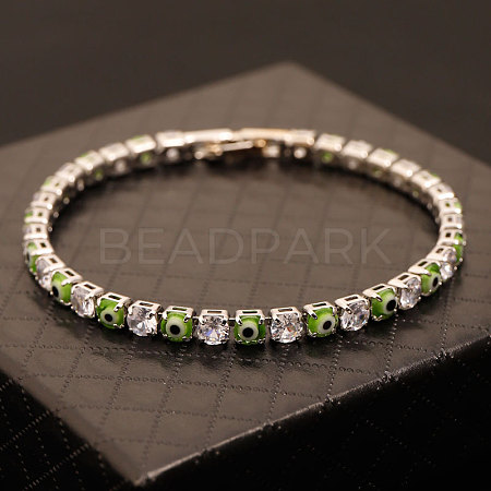 Brass & Clear Cubic Zirconia & Resin Evil Eye Tennis Bracelets for Women FS-WG6CA97-04-1