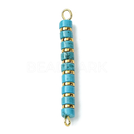 Dyed Natural Magnesite & Electroplated Synthetic Non-magnetic Hematite Heishi Connector Charms PALLOY-JF03291-05-1